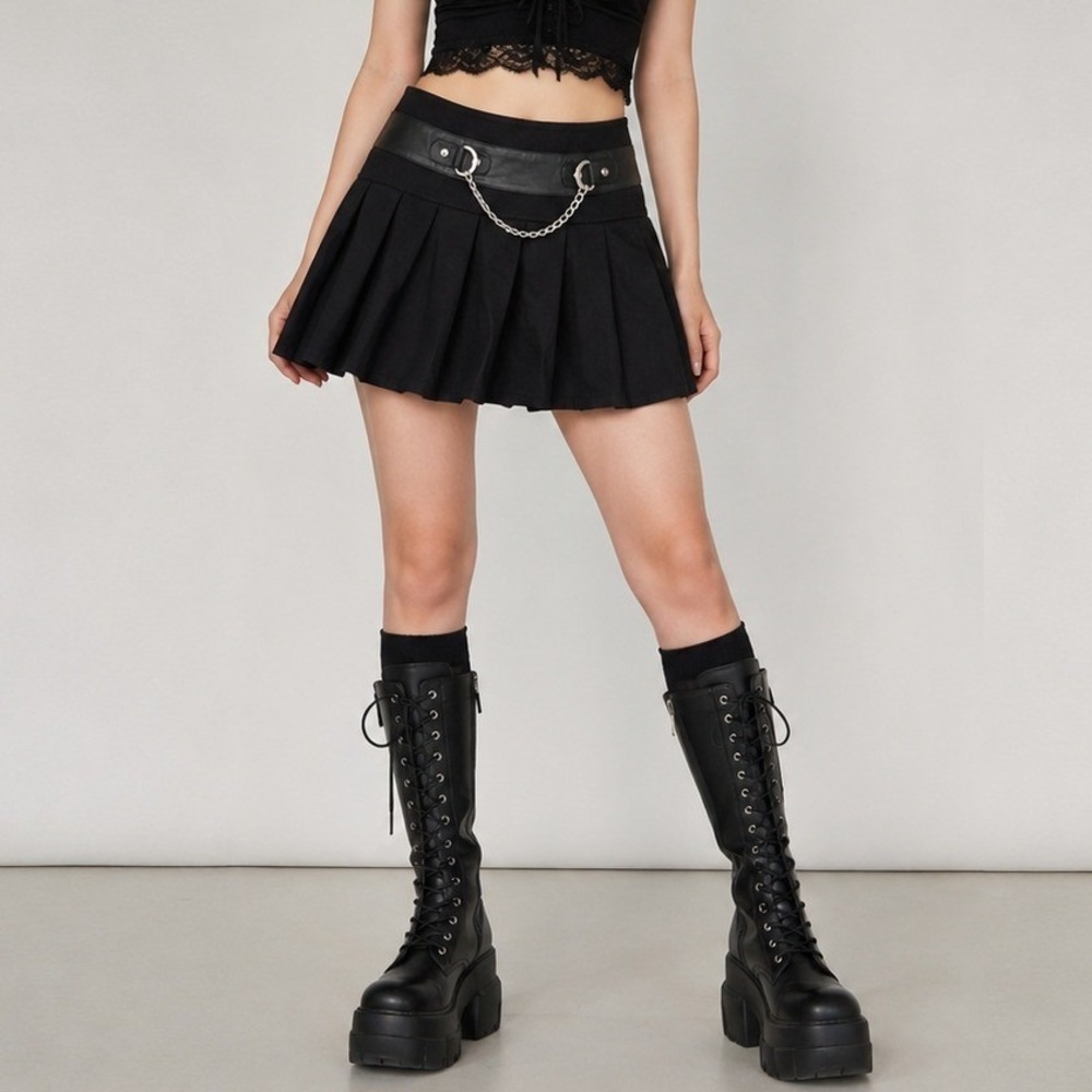 Royal Bones Mini‎ Skirt Black Y2K Daang Goodman Chain Goth Rave Women's XL